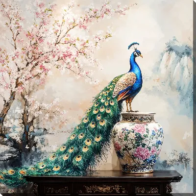 Картина маслом Павлин №24