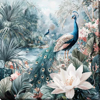 Картина маслом Павлин №25