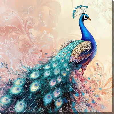 Картина маслом Павлин №30