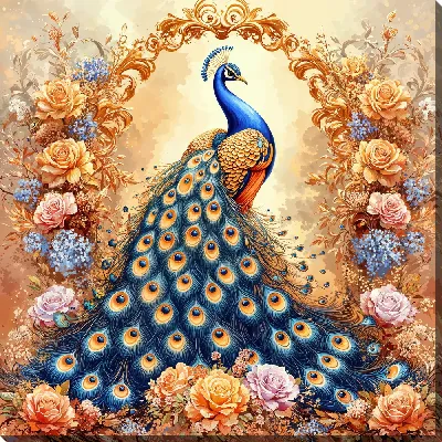 Картина маслом Павлин №37