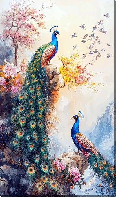 Картина маслом Павлин №41