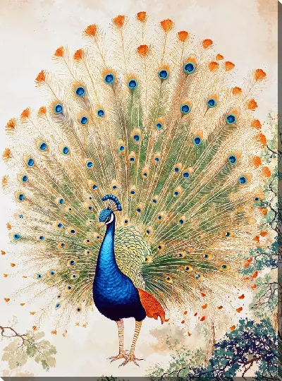 Картина маслом Павлин №44