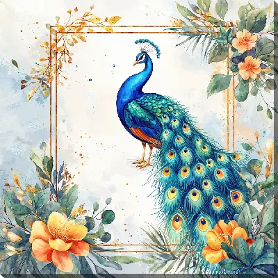 Картина маслом Павлин №52