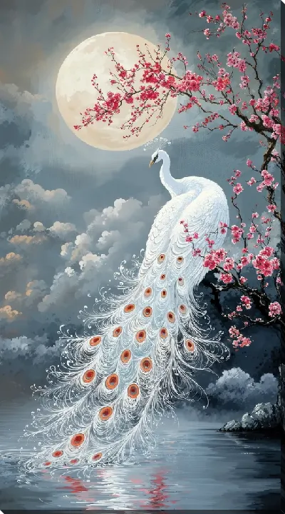 Постер Белые павлин