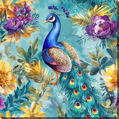 Картина маслом Павлин №54