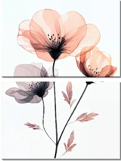 Модульная картина Прозрачные цветы №1