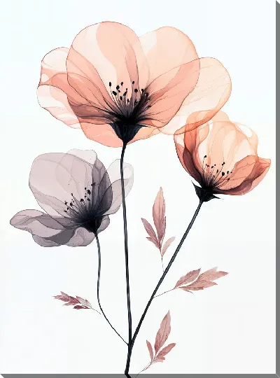 Картина маслом Прозрачные цветы №1