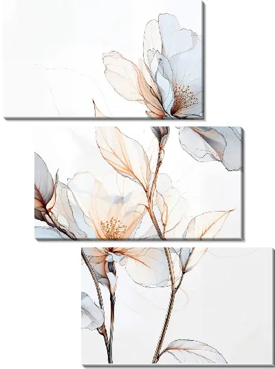 Модульная картина Прозрачные цветы №2