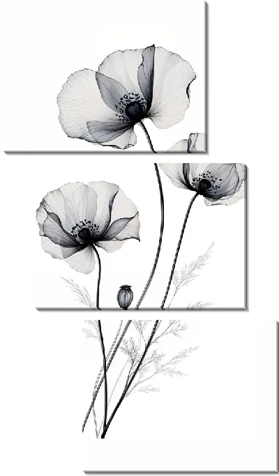 Модульная картина Полупрозрачный черный цветок №3