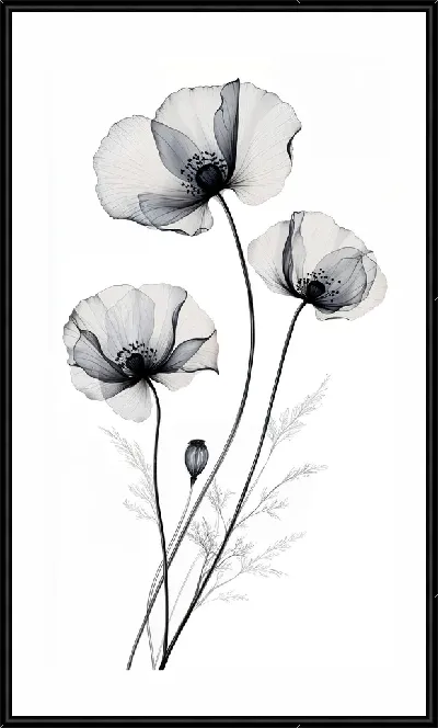 Картина Полупрозрачный черный цветок №3