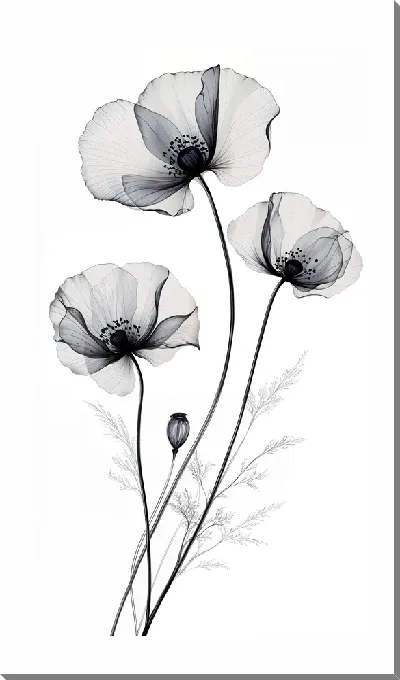 Постер Полупрозрачный черный цветок №3