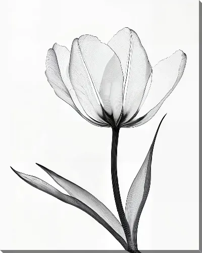 Картина маслом Полупрозрачный черный цветок №4