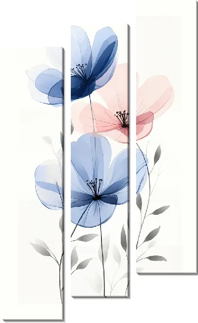 Модульная картина Прозрачные цветы №8