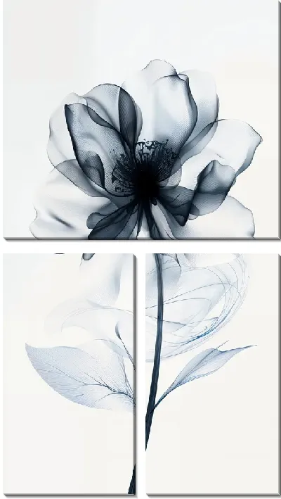 Модульная картина Полупрозрачный черный цветок №10