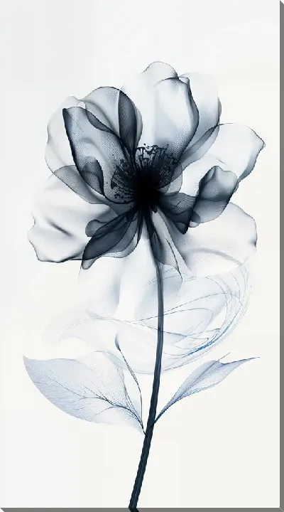 Картина маслом Полупрозрачный черный цветок №10
