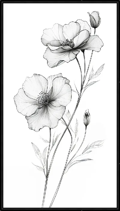 Картина Полупрозрачный черный цветок №15