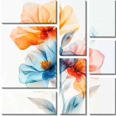 Модульная картина Прозрачные цветы №18