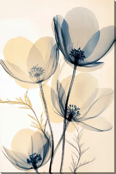 Картина маслом Прозрачные цветы №19