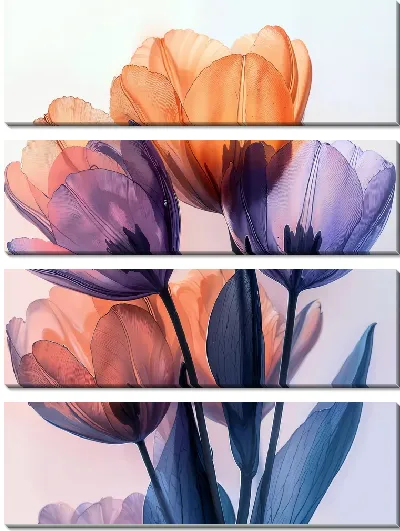 Модульная картина Прозрачные цветы №22