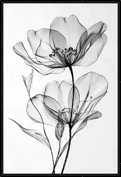 Картина Полупрозрачный черный цветок №23