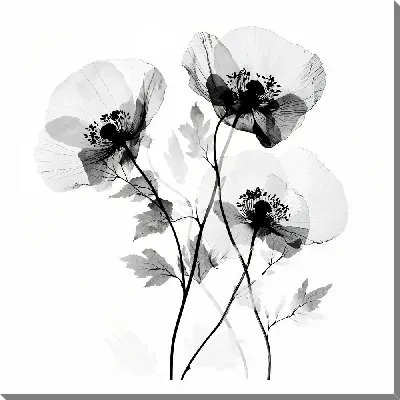 Картина маслом Полупрозрачный черный цветок №25