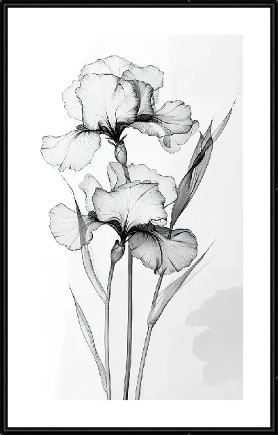 Картина Полупрозрачный черный цветок №26