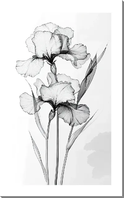 Картина маслом Полупрозрачный черный цветок №26