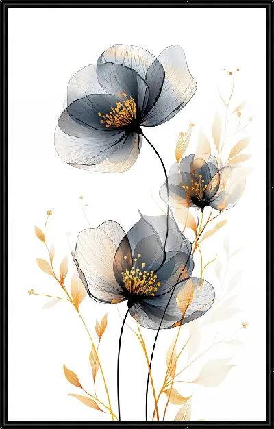 Картина Полупрозрачный черный цветок №33