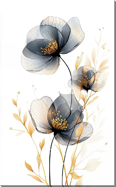 Постер Полупрозрачный черный цветок №33