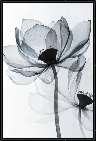 Картина Полупрозрачный черный цветок №34