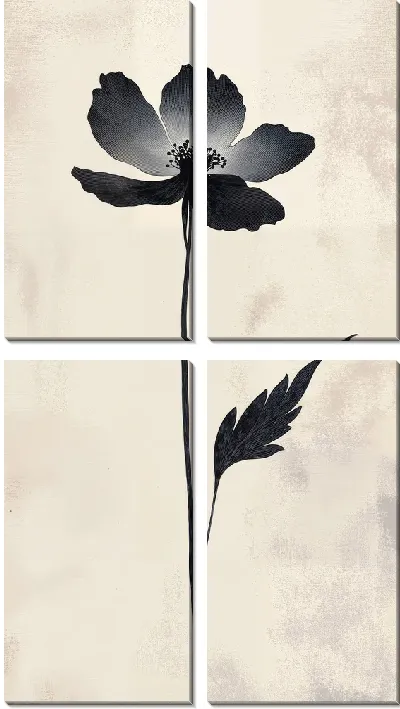 Модульная картина Черный цветок №30
