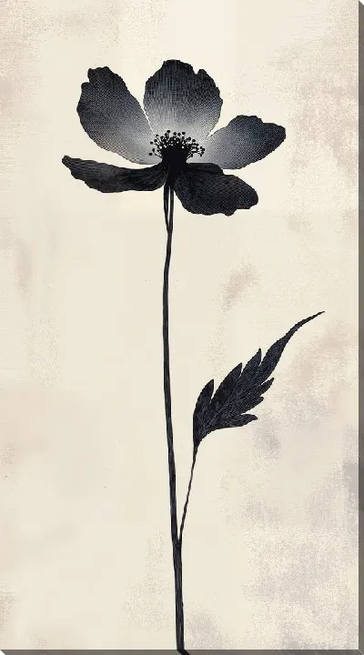 Картина маслом Черный цветок №30
