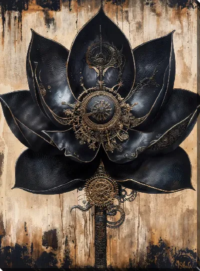 Картина маслом Черный цветок №31