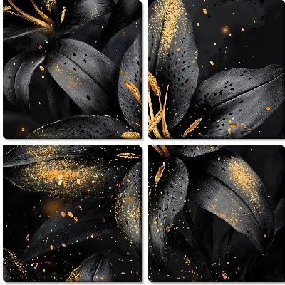 Модульная картина Черный цветок №35