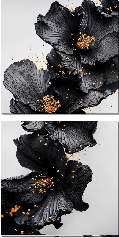 Модульная картина Черный цветок №37