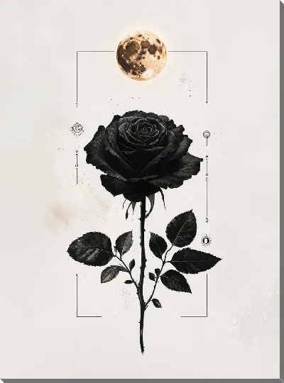 Картина маслом Черный цветок №40