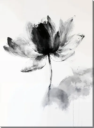 Картина маслом Черный цветок №42