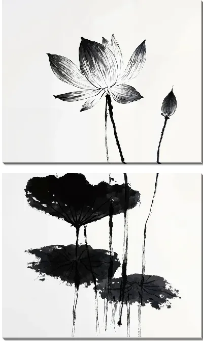 Модульная картина Черный цветок №44