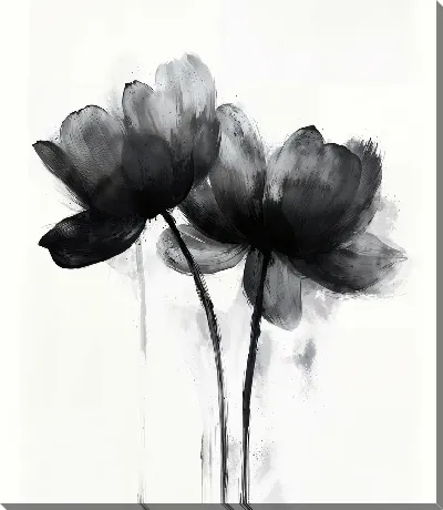 Картина маслом Черный цветок №56