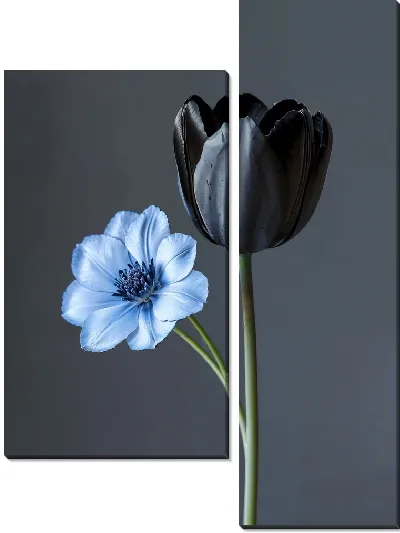Модульная картина Черный цветок №57