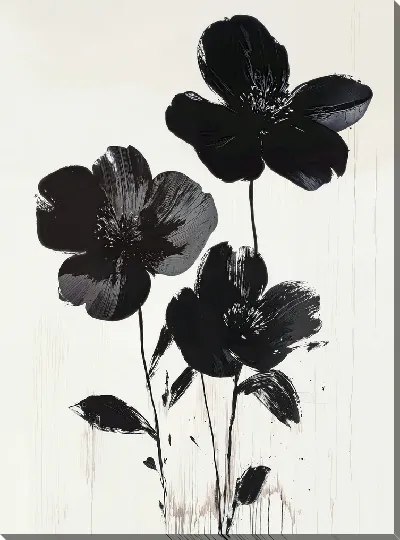 Картина маслом Черный цветок №61