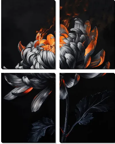 Модульная картина Черный цветок №63