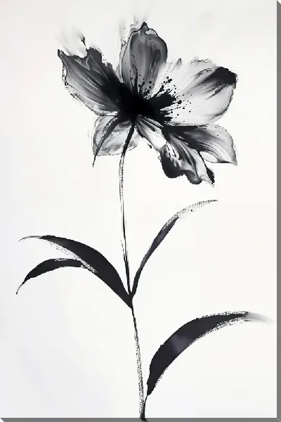 Картина маслом Черный цветок №64