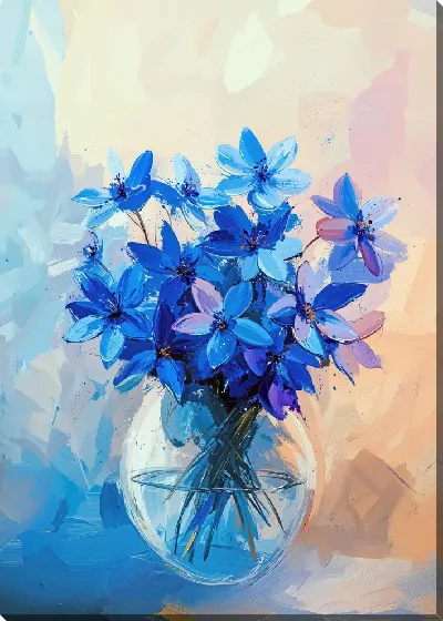 Картина маслом Синие цветы №36