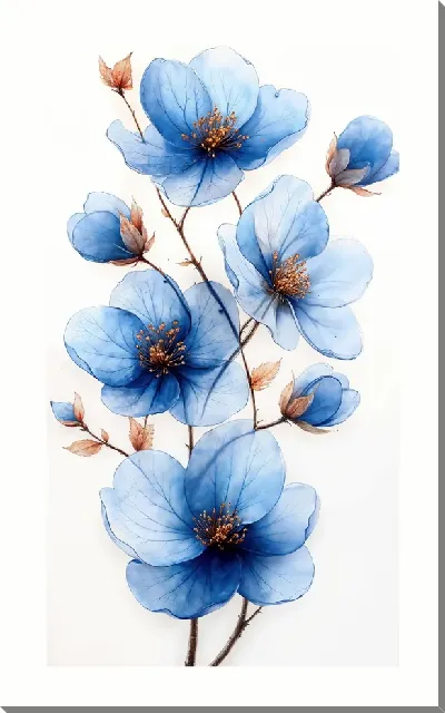 Картина маслом Синие цветы №39