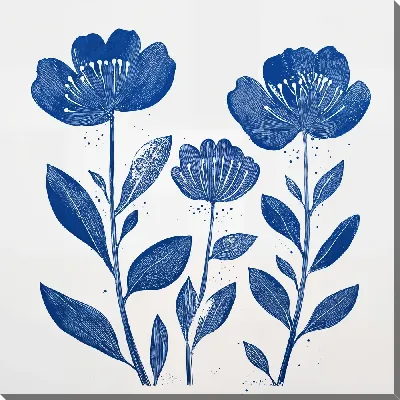 Картина маслом Синие цветы №40