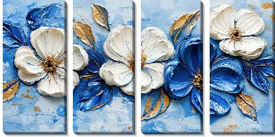 Модульная картина Синие и белые цветы №43