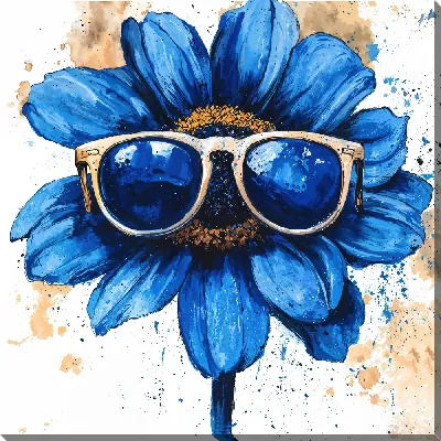 Картина маслом Синий подсолнух в очках