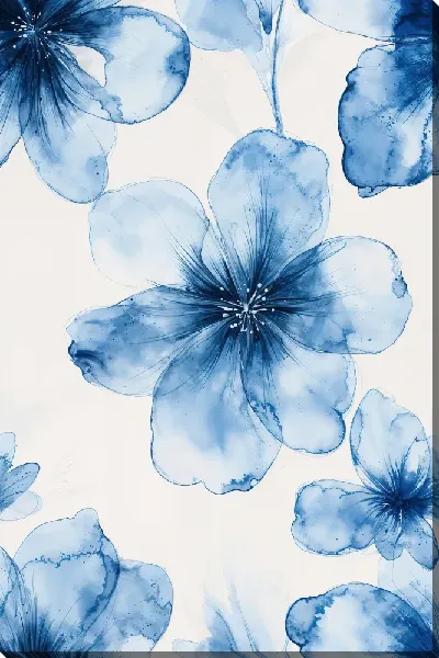 Картина маслом Синие цветы №46