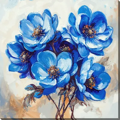 Картина маслом Синие цветы №47